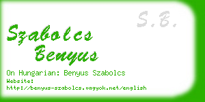 szabolcs benyus business card